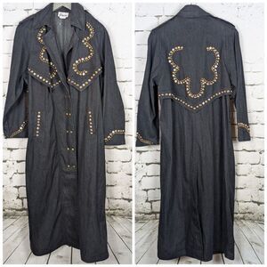 VINTAGE J. HARRIS Varda Garfinkel Studded Duster Coat Rodeo Western Ranch Medium